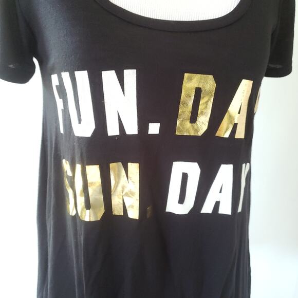 Love Vintage Fun Day Sunday Swing T-shirt Black Metallic Text Small - Picture 4 of 7